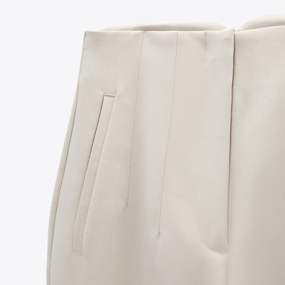 Zara Cream High Waisted Trousers - Oyster White - Picture 4 of 5